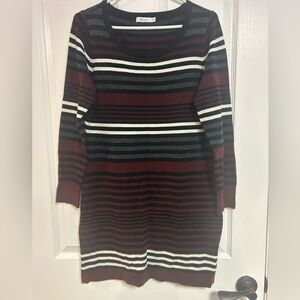 Striped Long Sleeve Sweater Dress- Reitmans